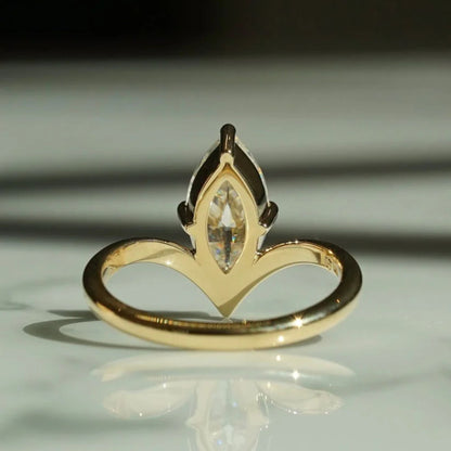 3.45 CT Marquise Cut Promise Ring Featuring With A Modern V-Shaped Band Design Statement Ring For Her