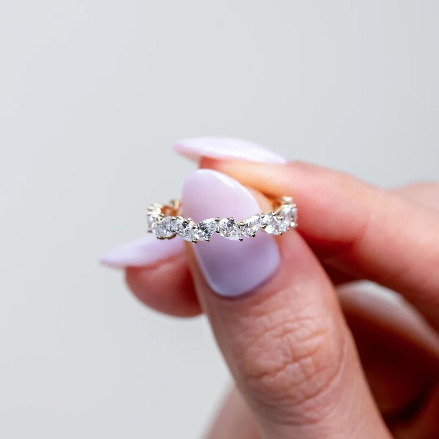 Minimalist Pear Cut Full Eternity Wedding Band