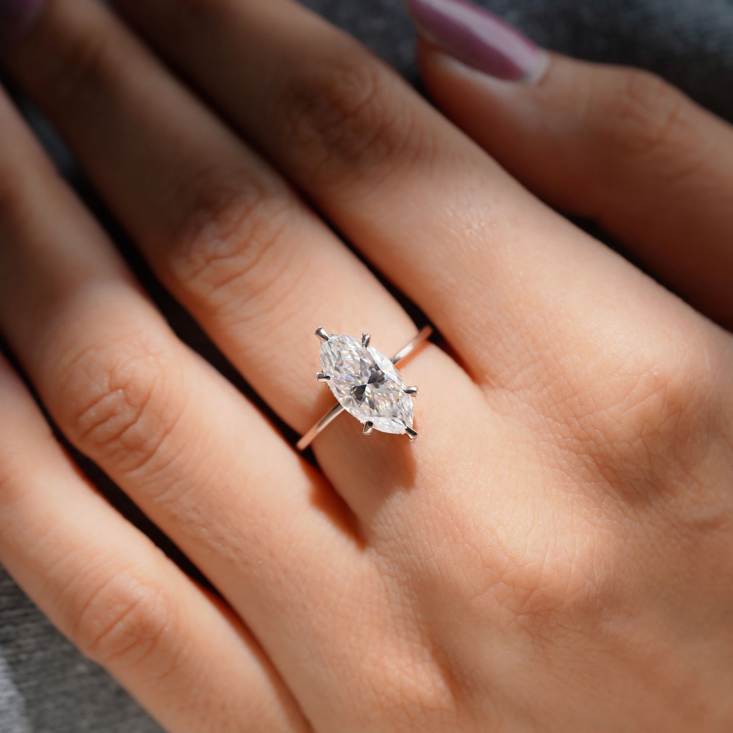 3.18 CT Marquise Cut Hidden Halo Engagement Ring Six Prong Solitaire Wedding Ring