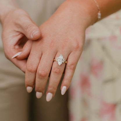 3 CT Marquise Diamond Engagement Ring , Dainty Gold Cluster Ring , Gift For Her