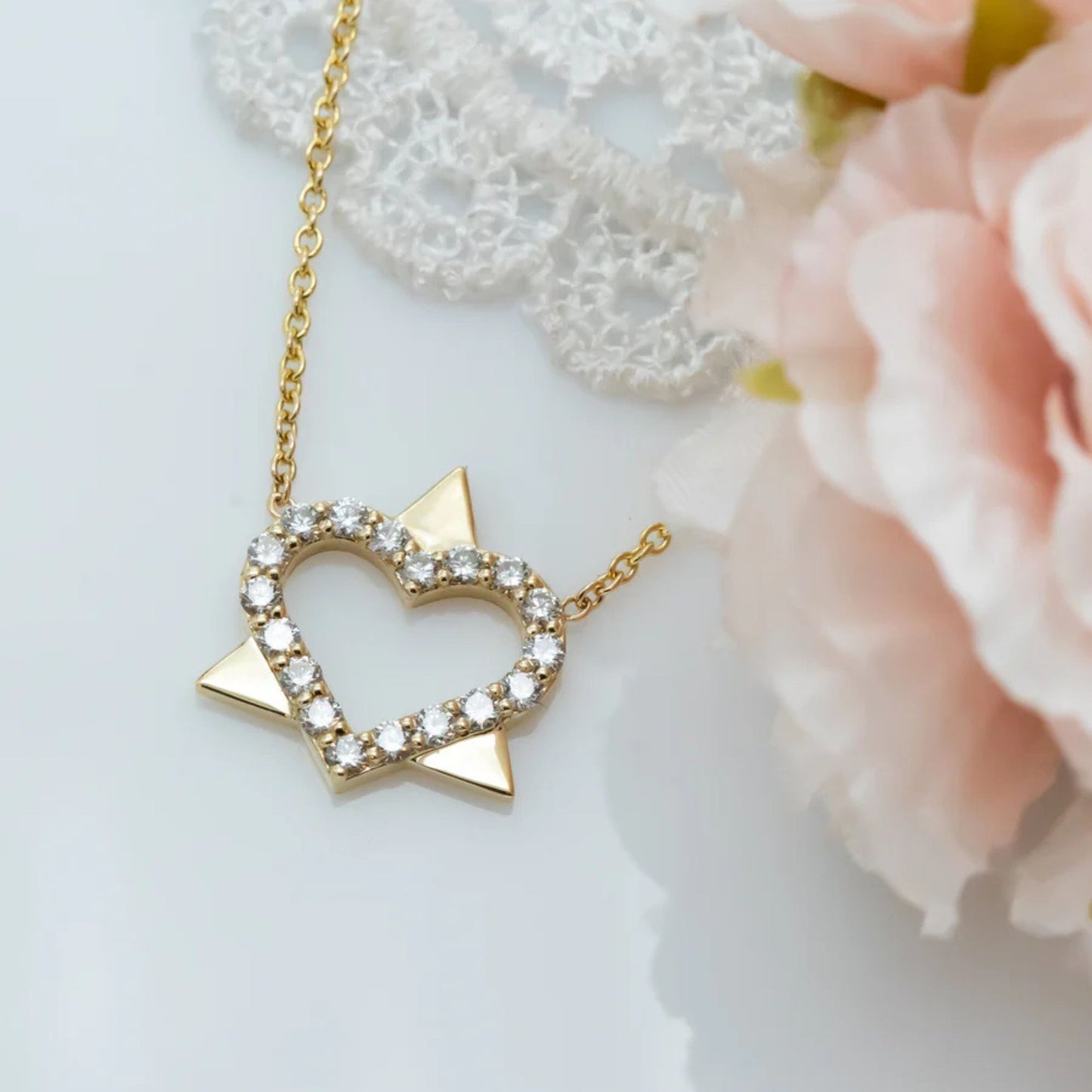 0.80 CTW Round Star of David Diamond Pendant