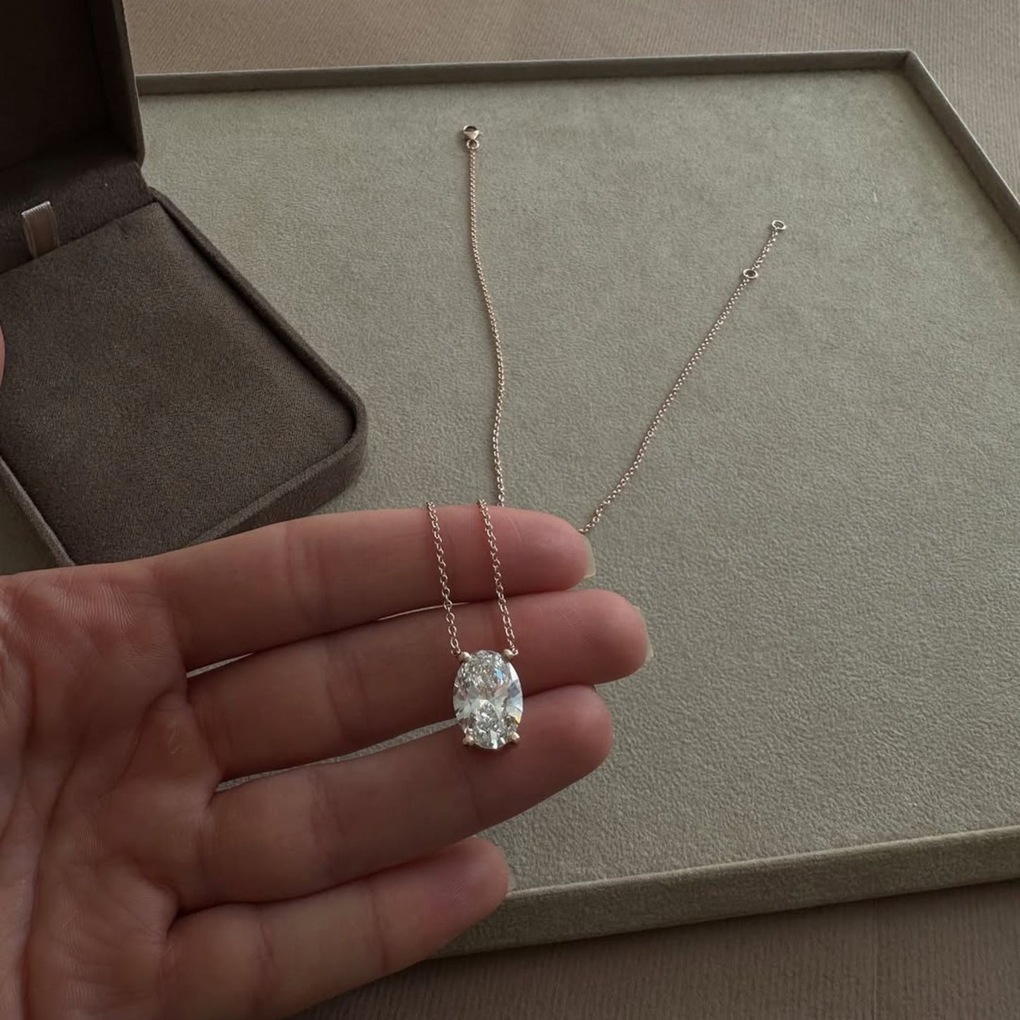4.01 CT Oval Cut Pendant Necklace, Solitaire Diamond Necklace