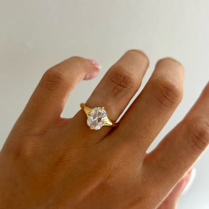 Elongated Cushion Cut Engagement Ring, Thick Band With Classic Four Prong Solitaire Wedding Ring For Women