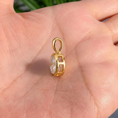 Round Cut Bezel Pendant Necklace