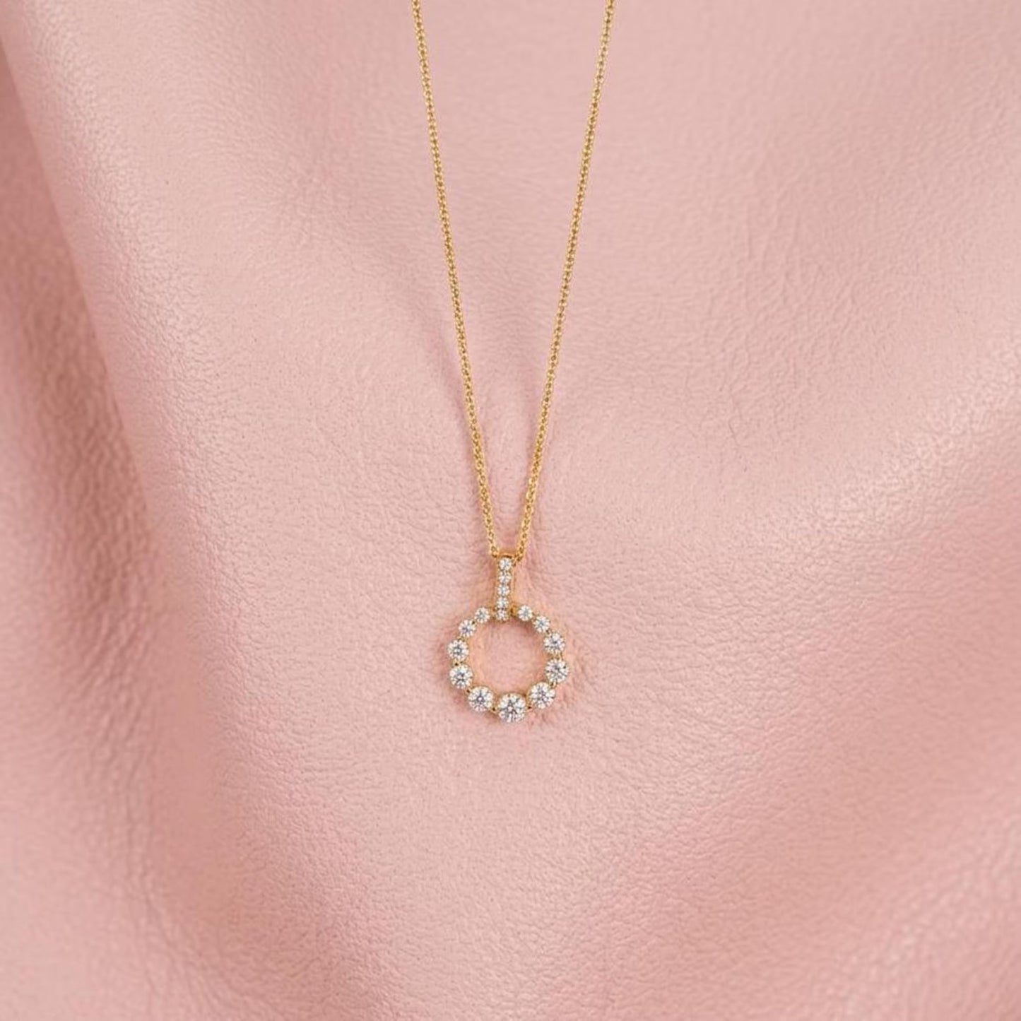 Round Diamond Full Eternity Circle Pendant Necklace