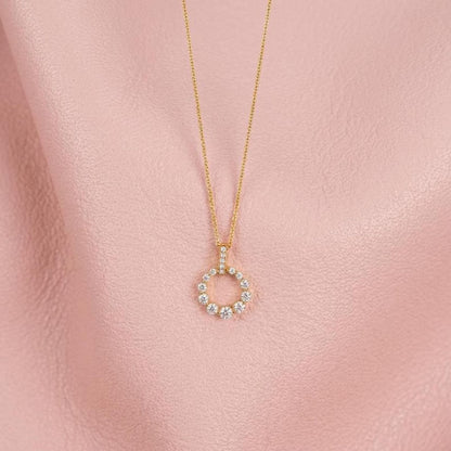 Round Diamond Full Eternity Circle Pendant Necklace