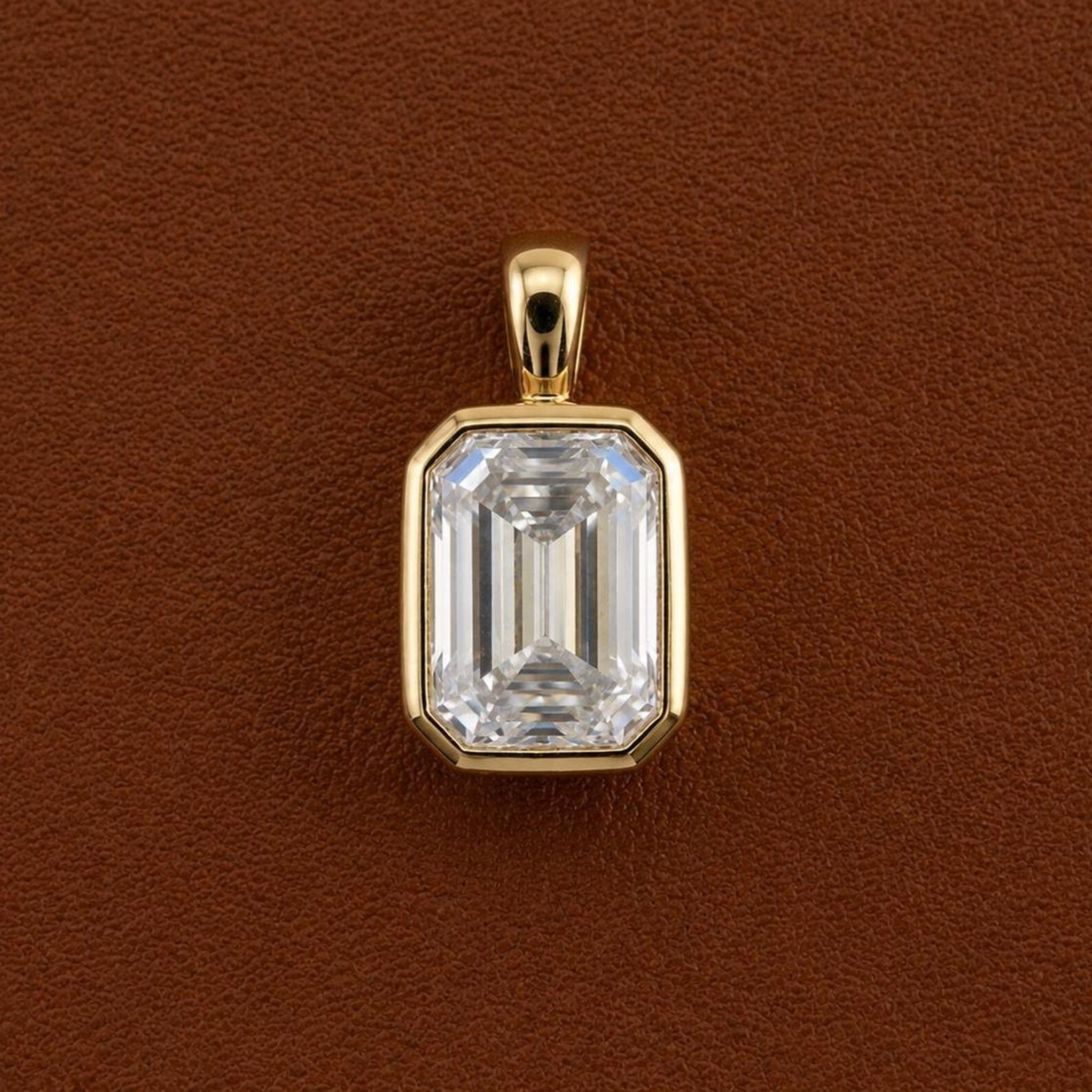 Emerald Cut Bezel Pendant Necklace