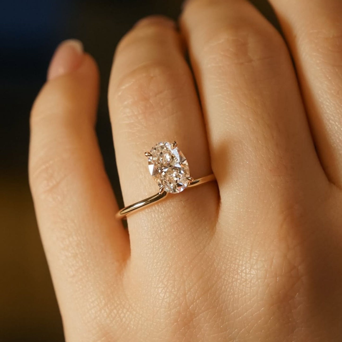 3.57 CT Oval Cut Solitaire Engagement Ring, Classic Four Prong Ring