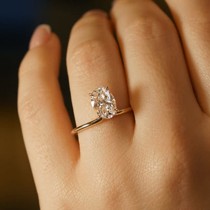 3.57 CT Oval Cut Solitaire Engagement Ring, Classic Four Prong Ring