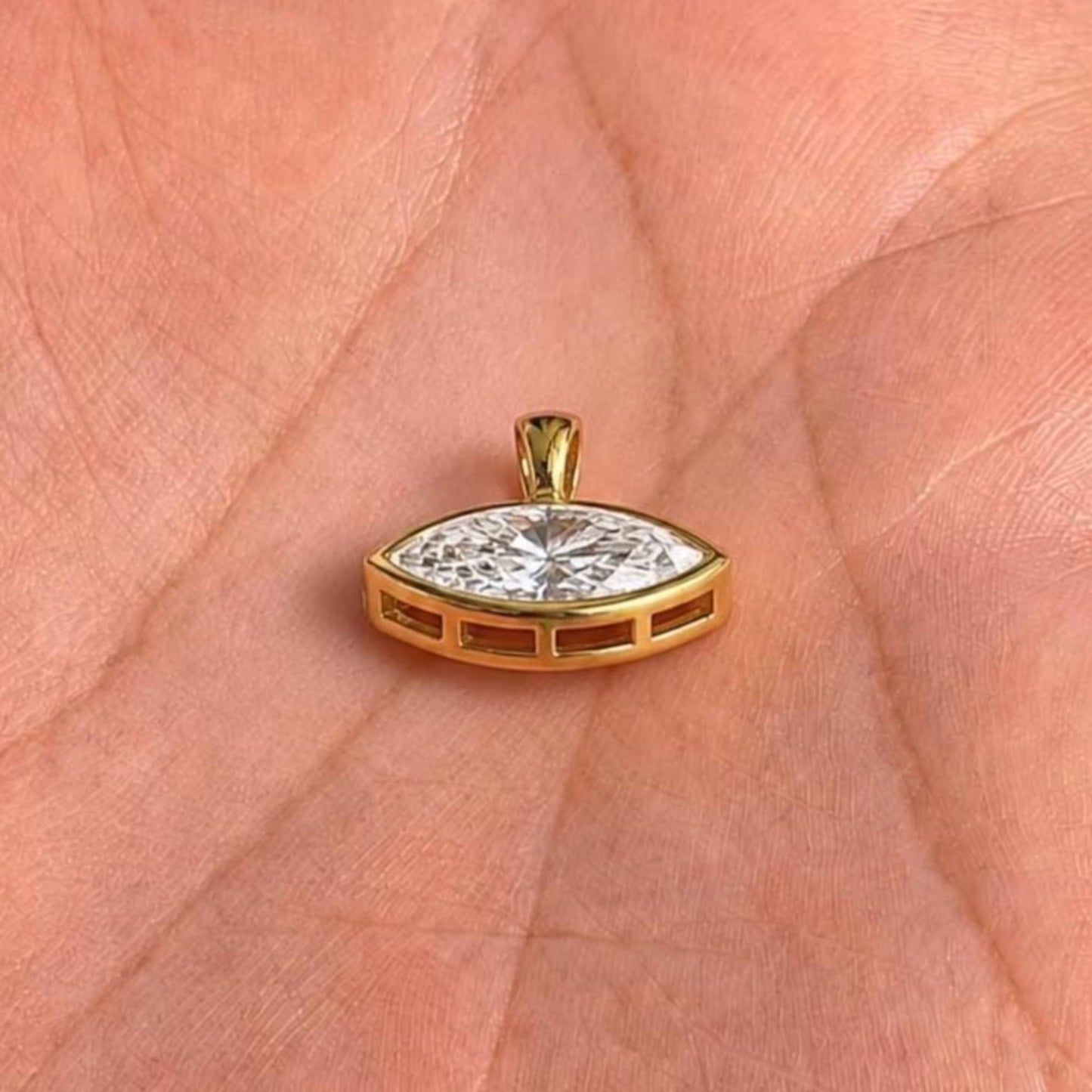Marquise Cut Bezel Pendant Necklace