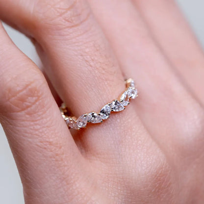 Minimalist Pear Cut Full Eternity Wedding Band