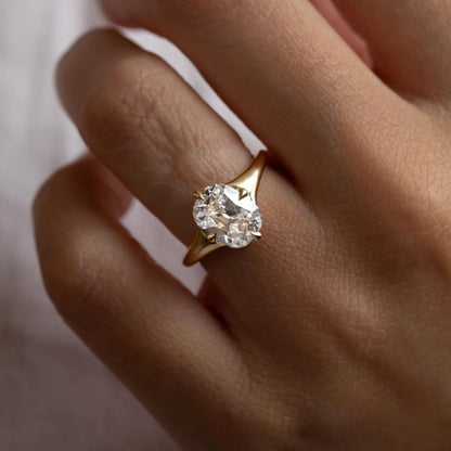 Elongated Cushion Cut Engagement Ring, Thick Band With Classic Four Prong Solitaire Wedding Ring For Women