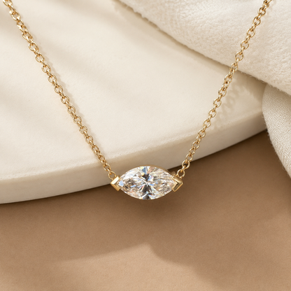 4.01 CT Marquise Cut Diamond Necklace, Solitaire Pendant Necklace
