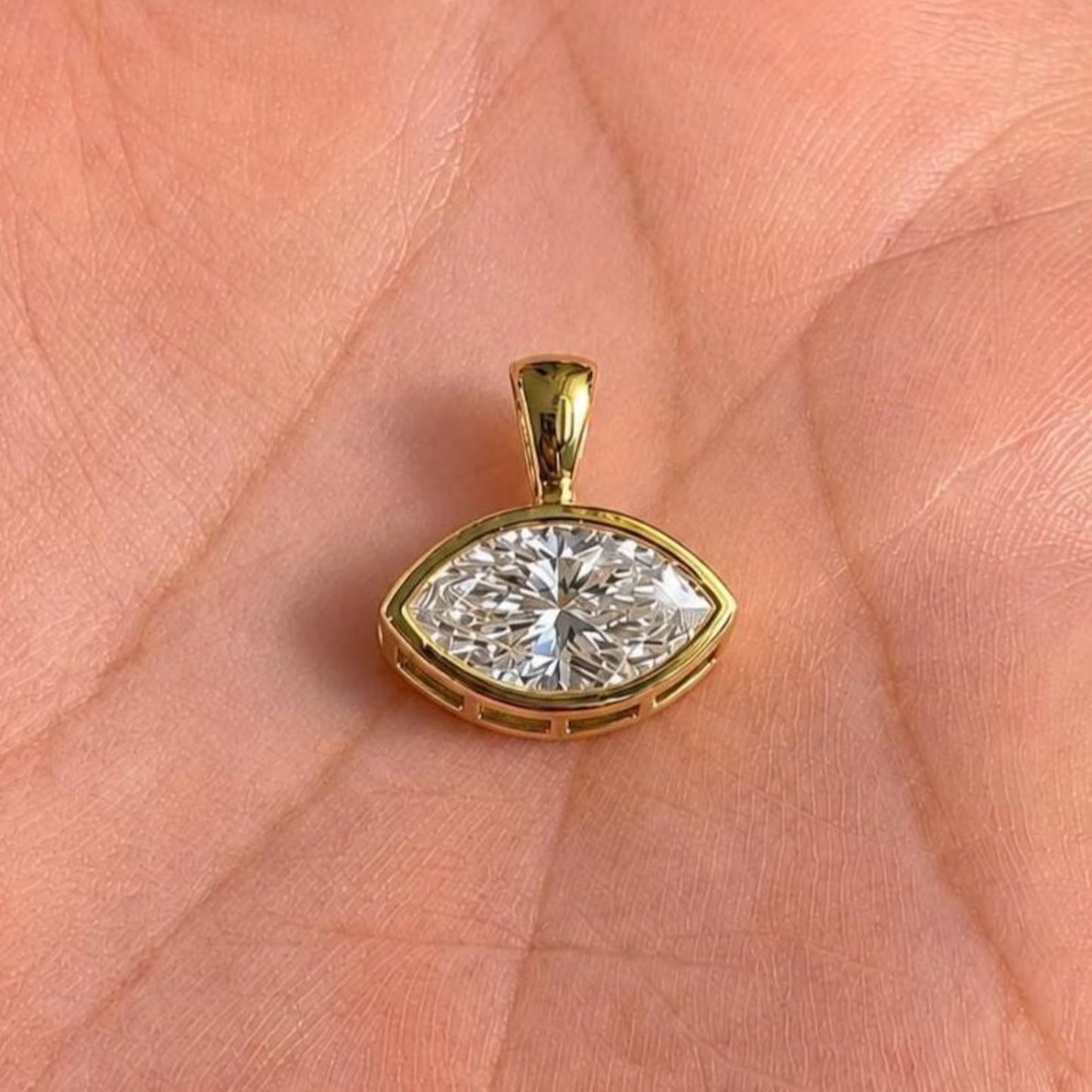 Marquise Cut Bezel Pendant Necklace
