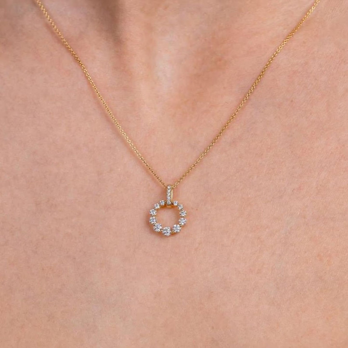 Round Diamond Full Eternity Circle Pendant Necklace