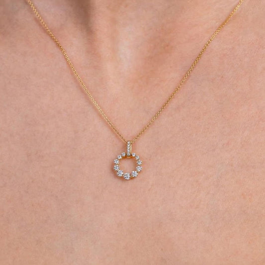 Round Diamond Full Eternity Circle Pendant Necklace