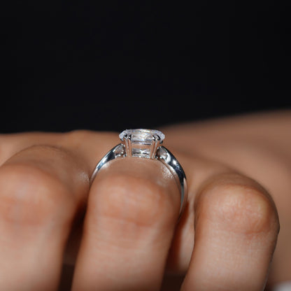 Pinky Finger Ring, East West Oval Diamond Ring 2.17 CT Double Prong Setting