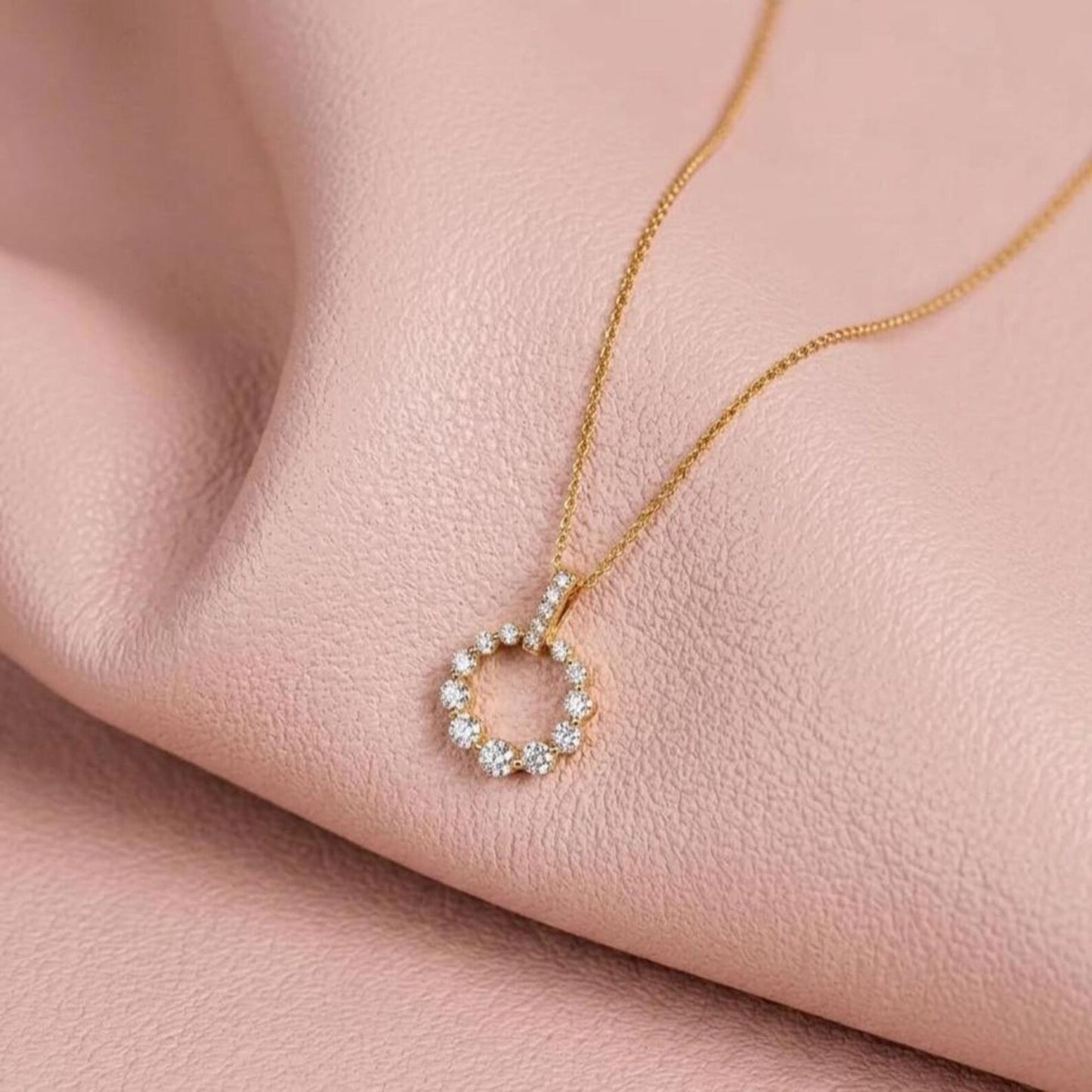 Round Diamond Full Eternity Circle Pendant Necklace