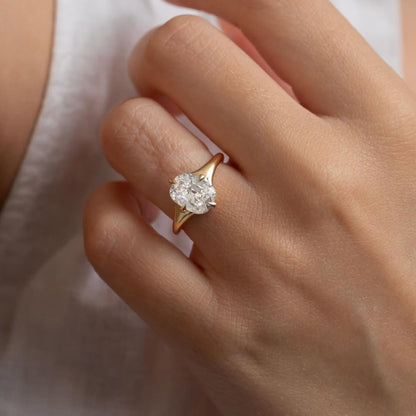 Elongated Cushion Cut Engagement Ring, Thick Band With Classic Four Prong Solitaire Wedding Ring For Women