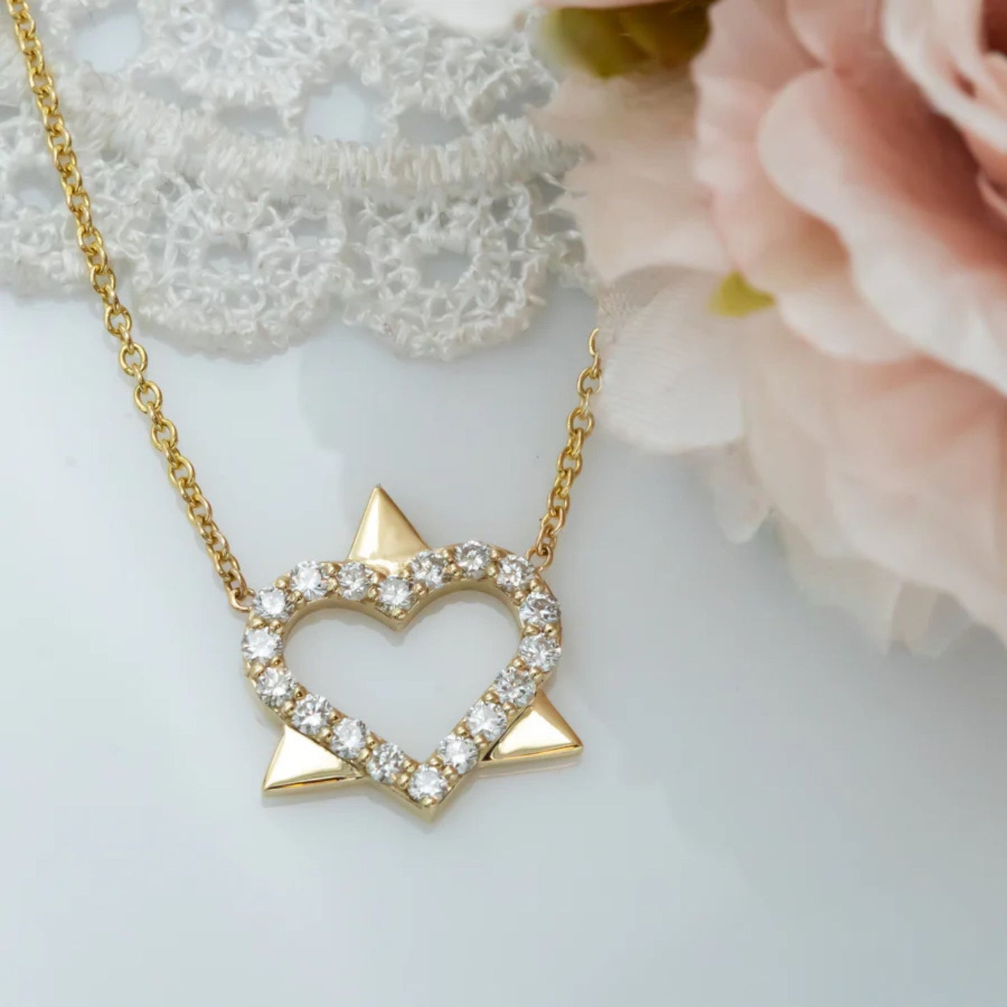 0.80 CTW Round Star of David Diamond Pendant
