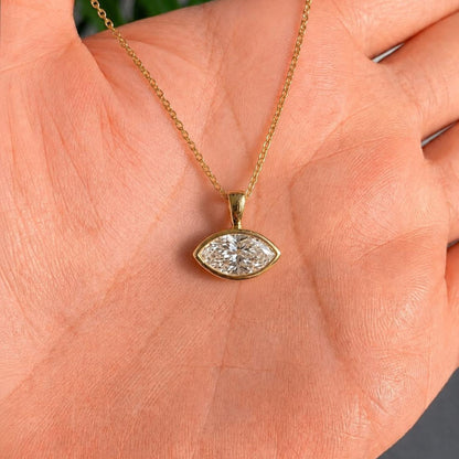 Marquise Cut Bezel Pendant Necklace