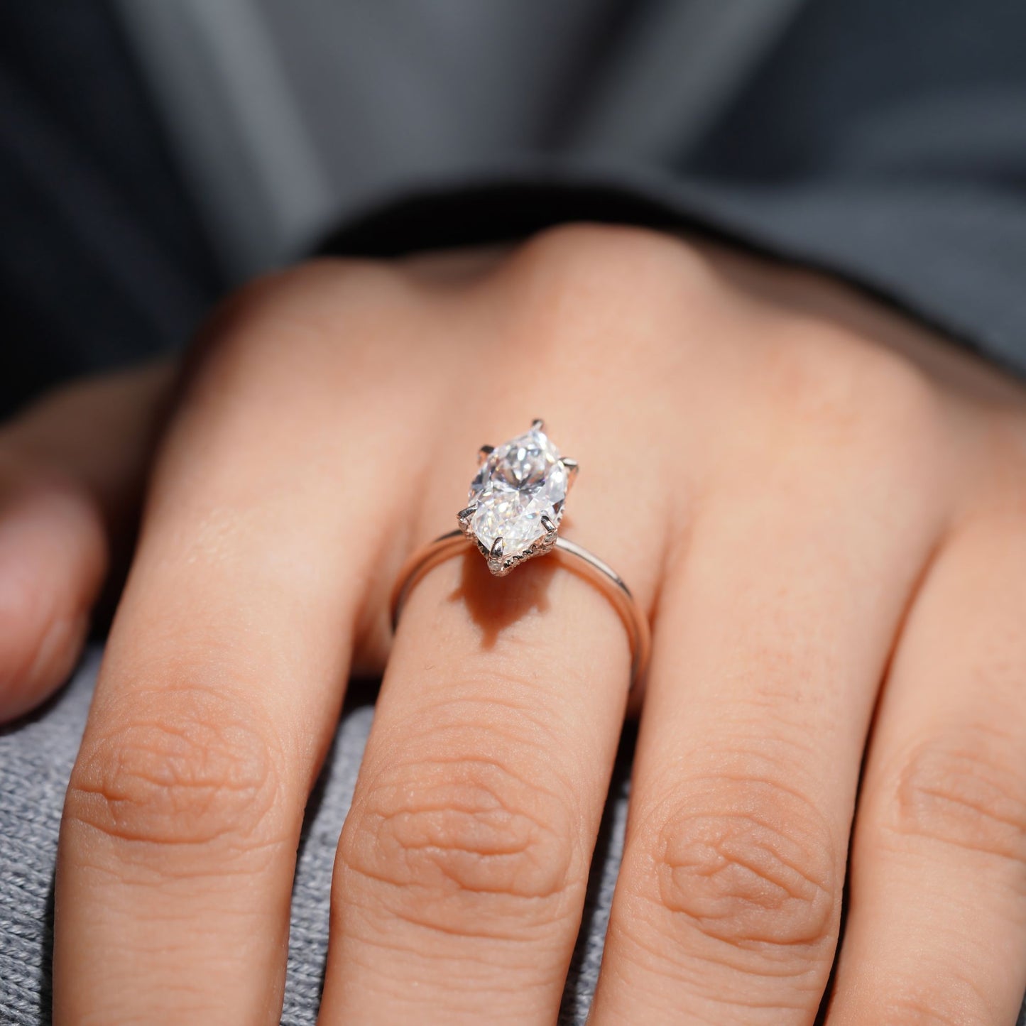 3.18 CT Marquise Cut Hidden Halo Engagement Ring Six Prong Solitaire Wedding Ring