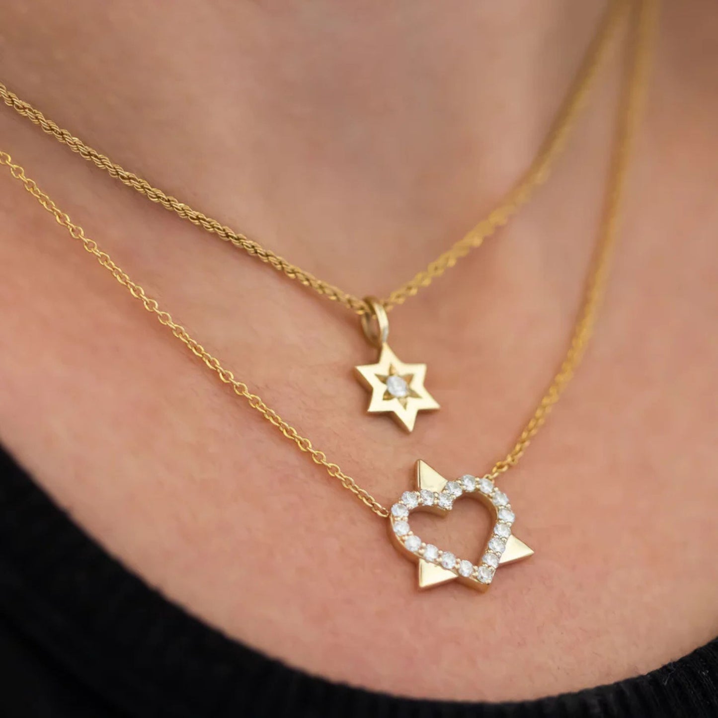 0.80 CTW Round Star of David Diamond Pendant