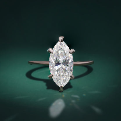 3.18 CT Marquise Cut Hidden Halo Engagement Ring Six Prong Solitaire Wedding Ring