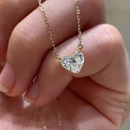 Dainty Diamond Necklace Featuring Heart Shaped Center Stone