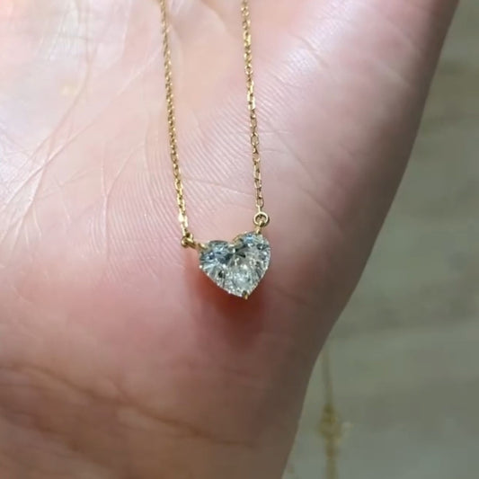 Heart Shaped Solitaire Pendant in 14K White Gold