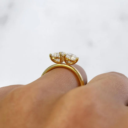 3.32 CTW Oval & Pear Toi Et Moi Ring, Two Stone Engagement Ring